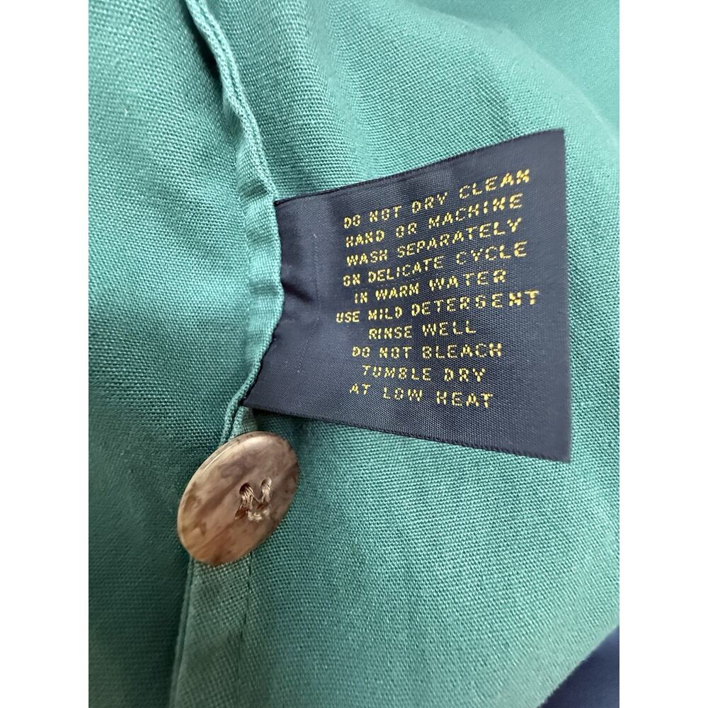 Eddie Bauer Canvas Utility Trench Coat Duster Corduroy Trim Green Womens Large - Picture 7 of 10